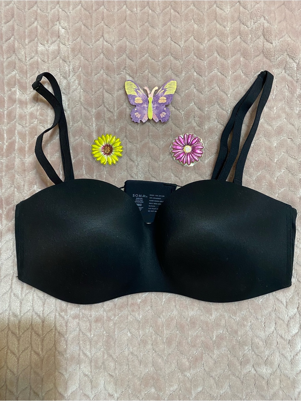 Soma Black Enbliss Stay Put Strapless Bra 36C